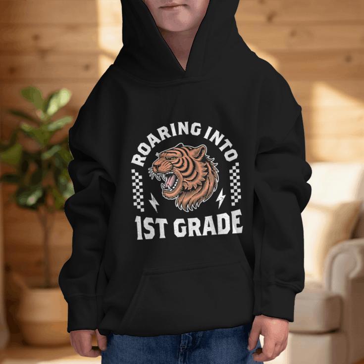 Roaring Into 1st Grade Roaring Tiger Back To School Boy Girl Graphic Kid Hoodie Roaring Into 1st Grade Roaring Tiger Back To School Boy Girl Graphic Kid Hoodie