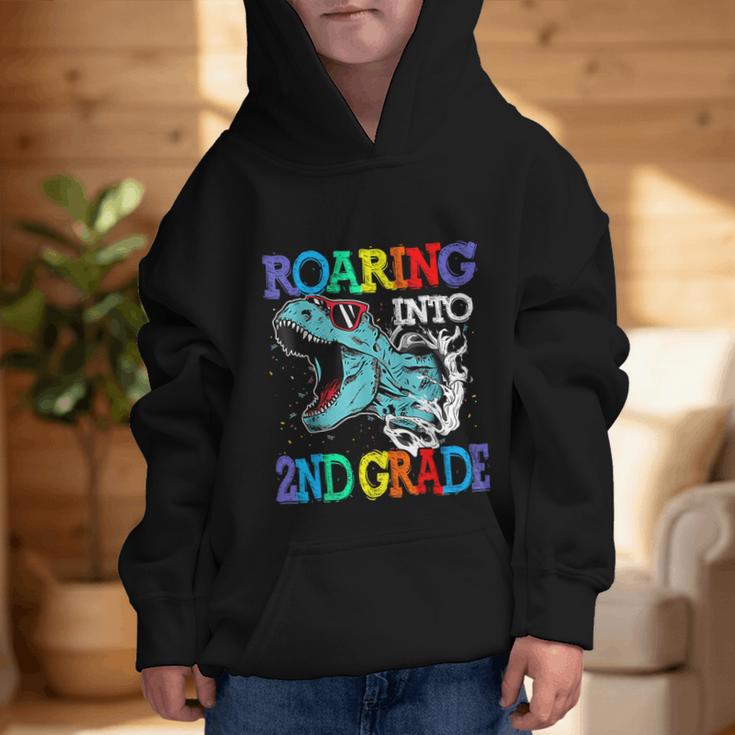 Roaring Into 2Nd Grade DinosaurRex Back To School Graphic Kid Hoodie Roaring Into 2Nd Grade DinosaurRex Back To School Graphic Kid Hoodie