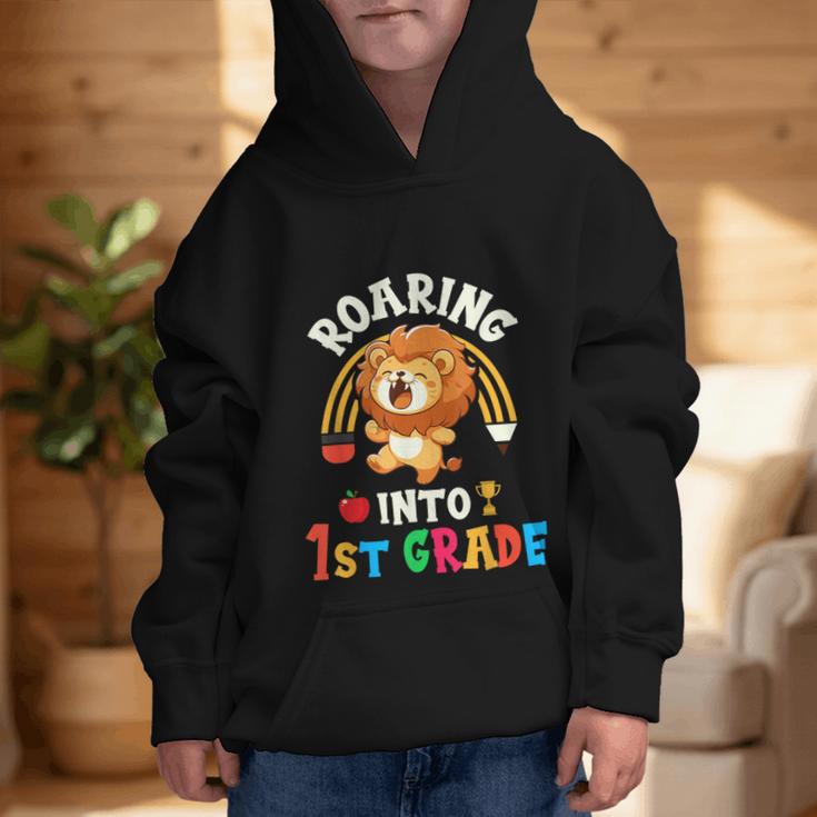 Roaring Into First Grade Lion 1st Grade Back To School Graphic Kid Hoodie