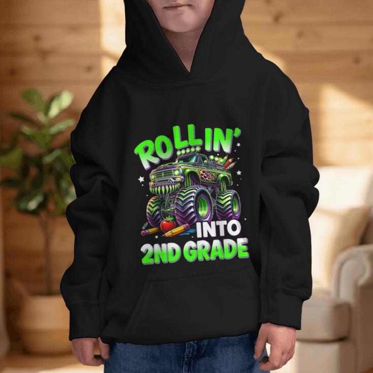 Rollin' Into 2nd Grade Monster Truck Back To School Boys Graphic Kid Hoodie Rollin' Into 2nd Grade Monster Truck Back To School Boys Graphic Kid Hoodie
