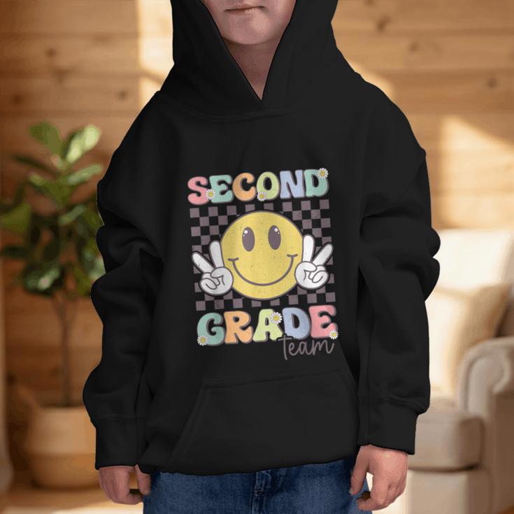 Second Grade Team Smile Face 2nd Grade Back To School Graphic Kid Hoodie Second Grade Team Smile Face 2nd Grade Back To School Graphic Kid Hoodie