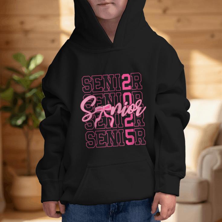 Senior 2025 Coquette Pink Bow Class Of 2025 Back To School Graphic Kid Hoodie Senior 2025 Coquette Pink Bow Class Of 2025 Back To School Graphic Kid Hoodie
