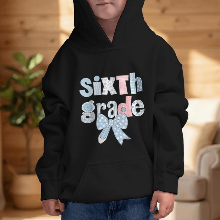 Sixth Grade Coquette Bow Pencil First Day Back To School Graphic Kid Hoodie Sixth Grade Coquette Bow Pencil First Day Back To School Graphic Kid Hoodie