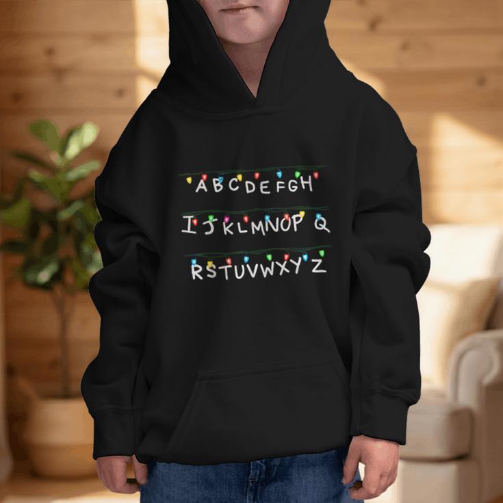 Stranger Wall Alphabet Lights Spooky Back To School Graphic Kid Hoodie Stranger Wall Alphabet Lights Spooky Back To School Graphic Kid Hoodie