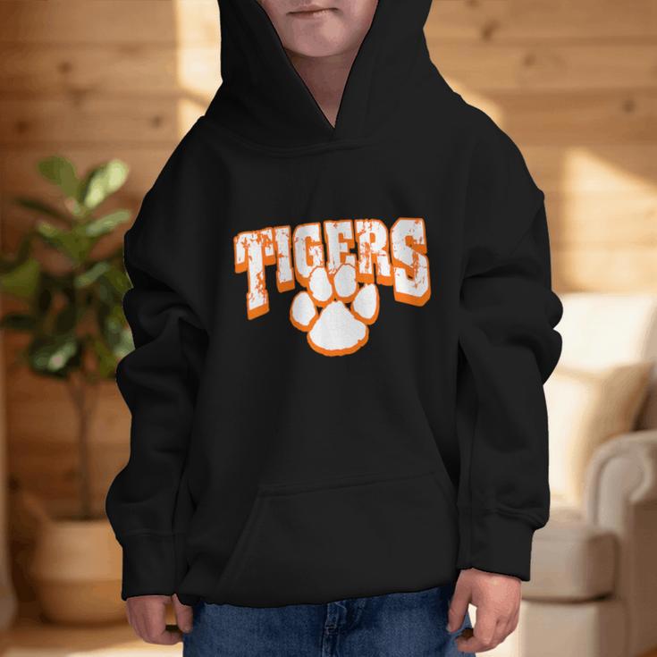 Tigers School Spirit Mascot Back To School Orange Graphic Kid Hoodie
