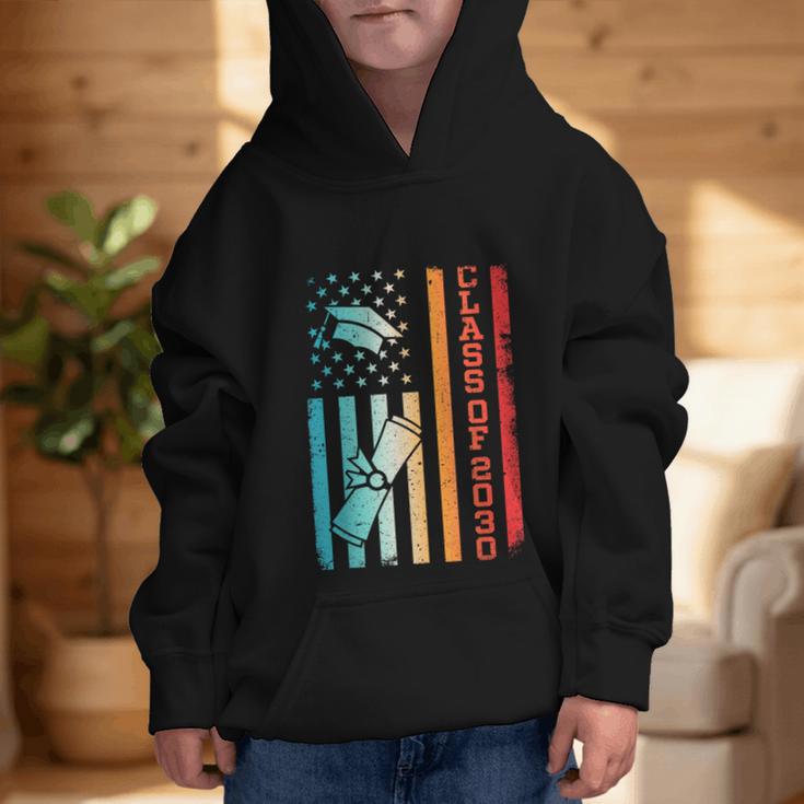 Vintage Class Of 2030 Graduation Back To School USA Flag Graphic Kid Hoodie Vintage Class Of 2030 Graduation Back To School USA Flag Graphic Kid Hoodie