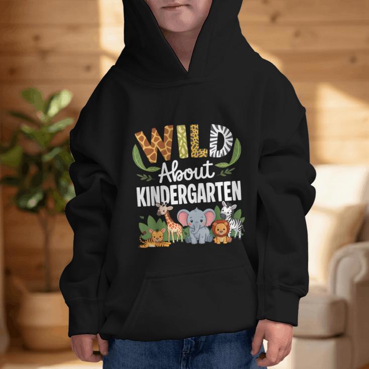 Wild About Kindergarten Back To School Jungle Theme Class Graphic Kid Hoodie Wild About Kindergarten Back To School Jungle Theme Class Graphic Kid Hoodie