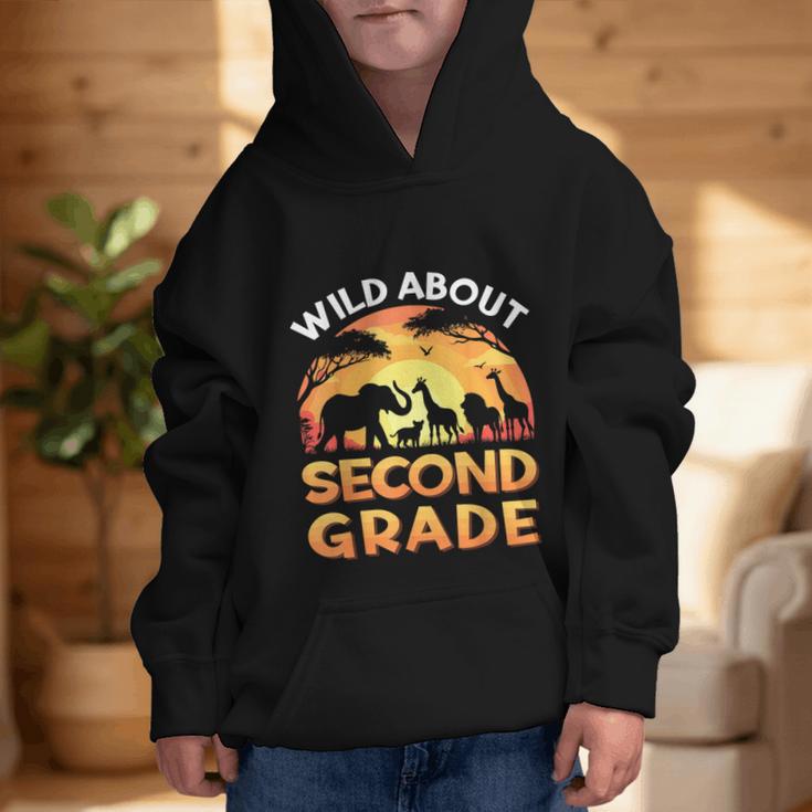 Wild About Second Grade Zoo Animals Back To School Safari Graphic Kid Hoodie Wild About Second Grade Zoo Animals Back To School Safari Graphic Kid Hoodie