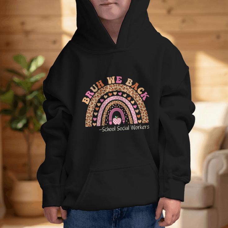Women's Bruh We Back To School Social Worker Leopard Rainbow Graphic Kid Hoodie Women's Bruh We Back To School Social Worker Leopard Rainbow Graphic Kid Hoodie