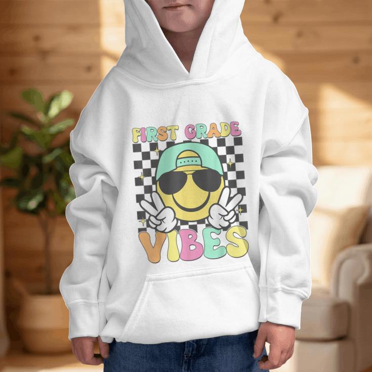 1st Grade Vibes Smile Face Back To School First Grade Graphic Kid Hoodie