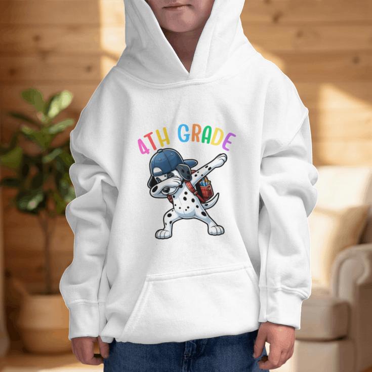 4th Grade Crew Dalmatian Dog Dabbing Back To School Premium Tri-Blend Graphic Kid Hoodie