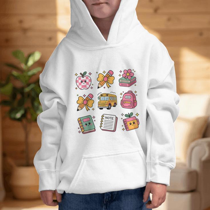 Back To School Coquette Bow First Day Of School Toddler Girl Graphic Kid Hoodie Back To School Coquette Bow First Day Of School Toddler Girl Graphic Kid Hoodie