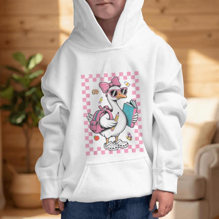 Back To School Goose First Day Of School Boy Girl Graphic Kid Hoodie Back To School Goose First Day Of School Boy Girl Graphic Kid Hoodie