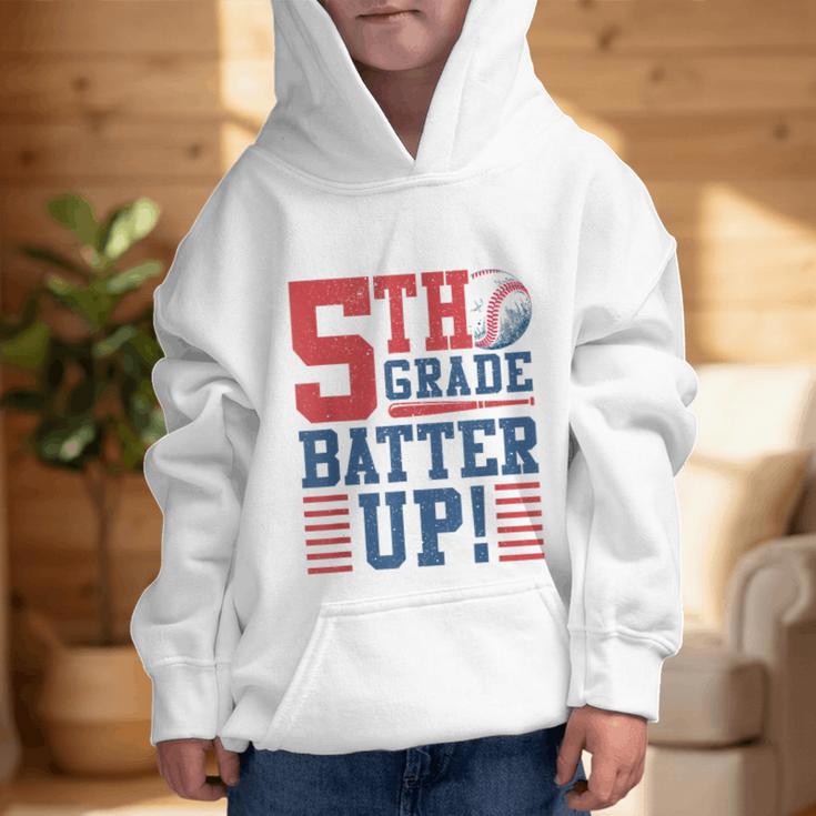 Baseball Fifth Grade Back To School 5th Grade Batter Up Graphic Kid Hoodie