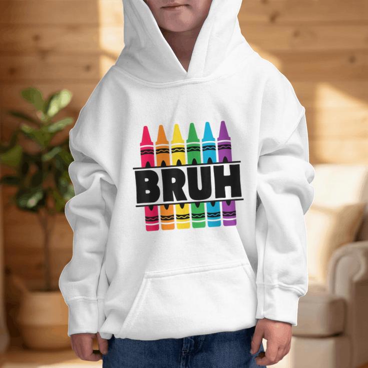 BRUH Back To School Colorful Crayons First Day Of School Graphic Kid Hoodie BRUH Back To School Colorful Crayons First Day Of School Graphic Kid Hoodie