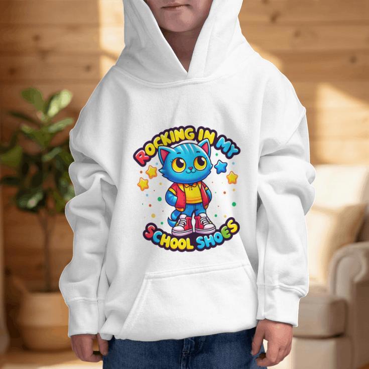 Cat Rocking In My School Shoes Fun Back To School Kids Boys Performance Graphic Kid Hoodie Cat Rocking In My School Shoes Fun Back To School Kids Boys Performance Graphic Kid Hoodie
