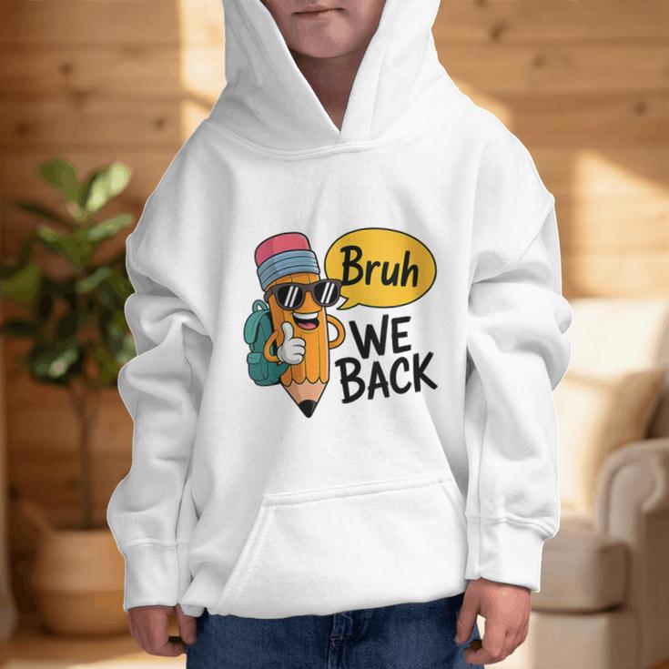 Cool Cartoon Pencil Saying Bruh Back To School Graphic Kid Hoodie Cool Cartoon Pencil Saying Bruh Back To School Graphic Kid Hoodie