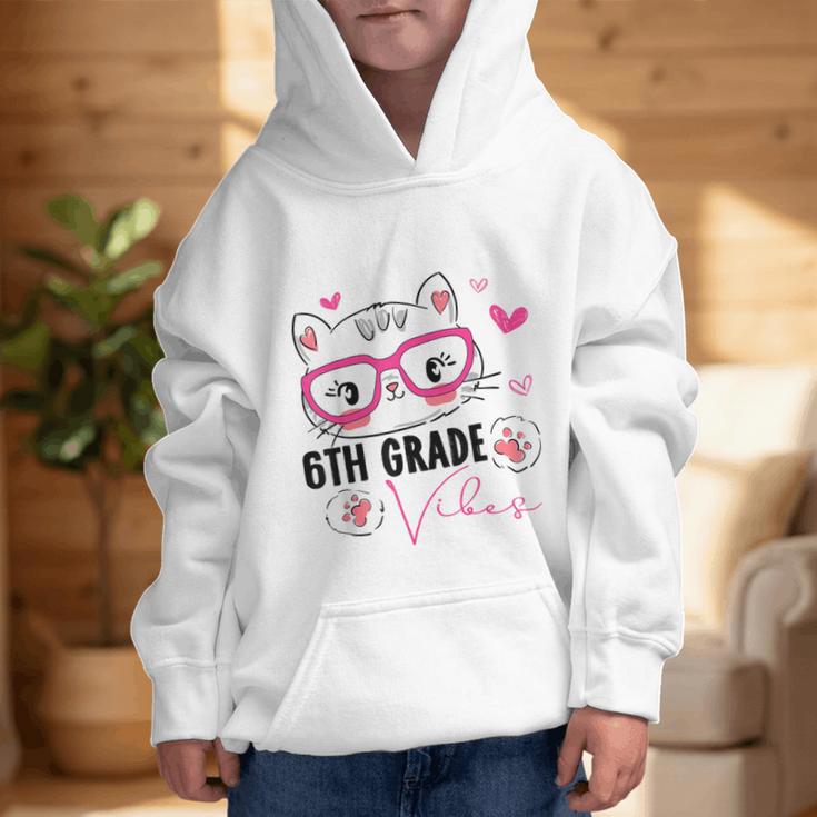 Cute 6th Grade Vibes Cat Kitten Lover Back To School Girls Graphic Kid Hoodie