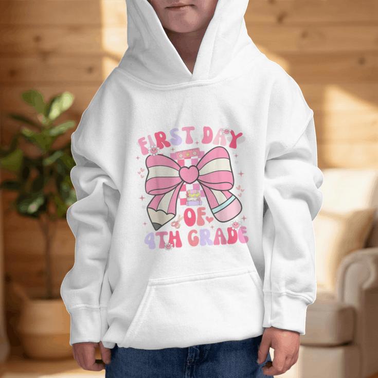 First Day Of 4th Grade Coquette Back To School Girls Kids Graphic Kid Hoodie First Day Of 4th Grade Coquette Back To School Girls Kids Graphic Kid Hoodie