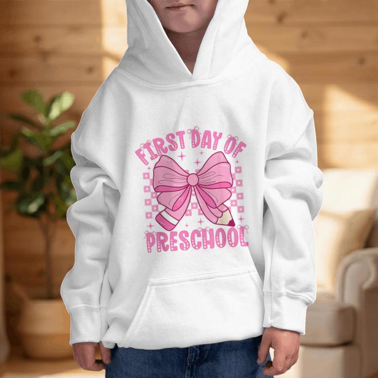 First Day Of Preschool Coquette Bow Back To School Girls Graphic Kid Hoodie