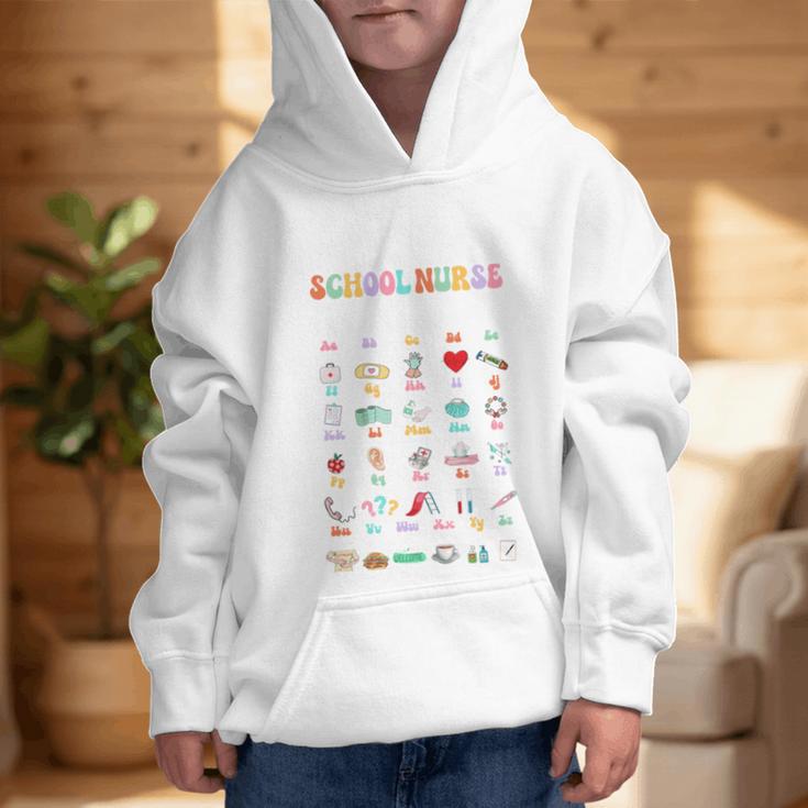 Groovy Cute ABC School Nurse Alphabet Back To School Women Graphic Kid Hoodie