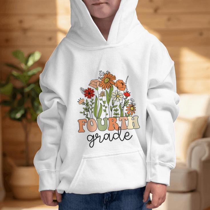 Groovy Fourth Grade Wildflowers Back To School 4th Grade Graphic Kid Hoodie