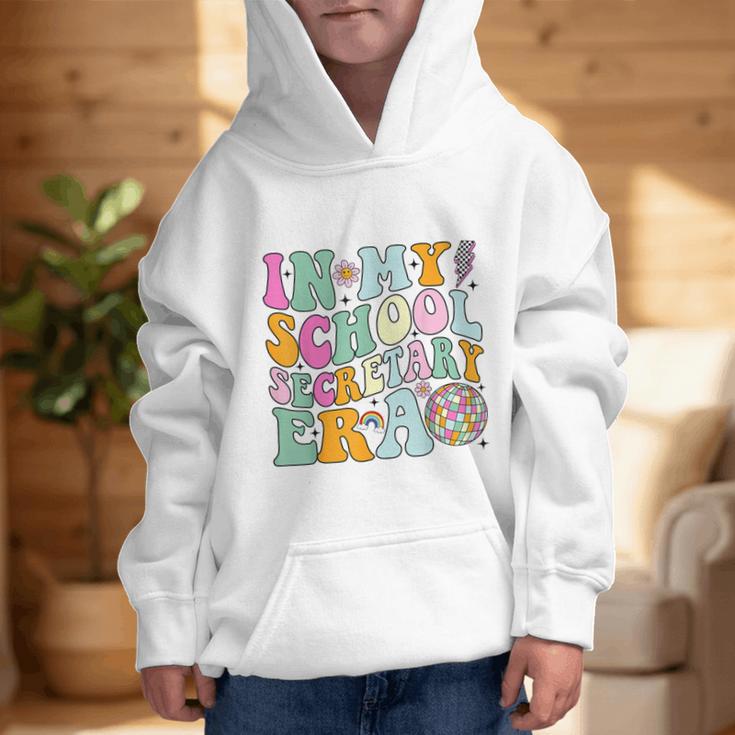 Groovy In My School Secretary Era Back To School Graphic Kid Hoodie Groovy In My School Secretary Era Back To School Graphic Kid Hoodie