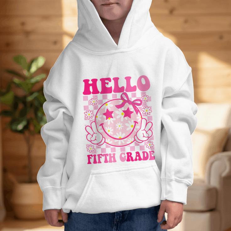 Hello Fifth Grade Coquette Bow Back To School 5th Grade Girl Graphic Kid Hoodie Hello Fifth Grade Coquette Bow Back To School 5th Grade Girl Graphic Kid Hoodie