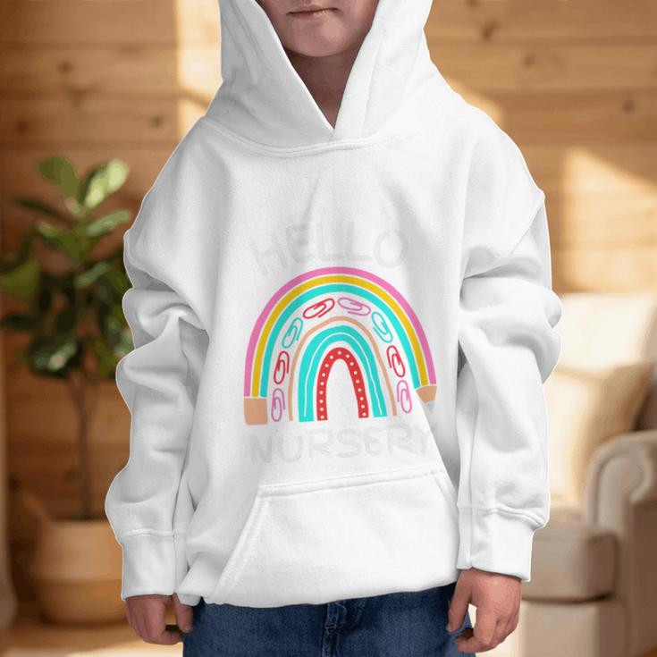 Hello Nursery Pencil Rainbow Back To School Boys Girls Premium Tri-Blend Graphic Kid Hoodie Hello Nursery Pencil Rainbow Back To School Boys Girls Premium Tri-Blend Graphic Kid Hoodie
