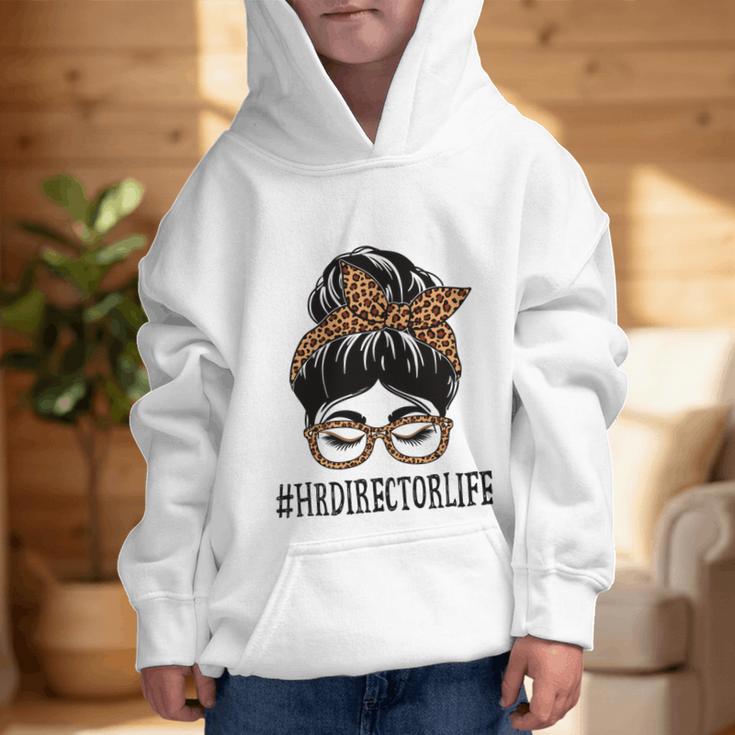 HR Director Leopard Messy Bun Appreciation Back To School Performance Graphic Kid Hoodie HR Director Leopard Messy Bun Appreciation Back To School Performance Graphic Kid Hoodie