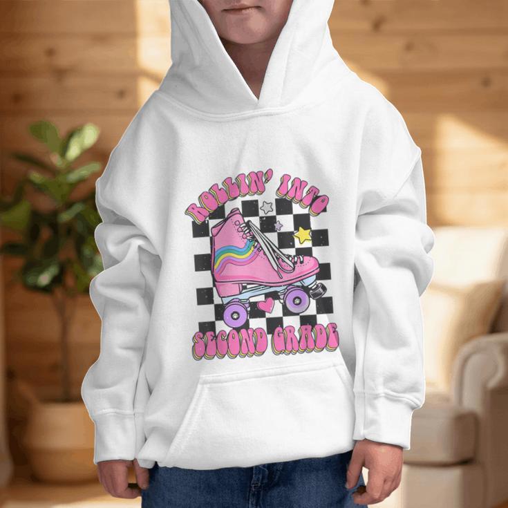 Kids Back To School Skating Rollin Into Second 2nd Grade Graphic Kid Hoodie