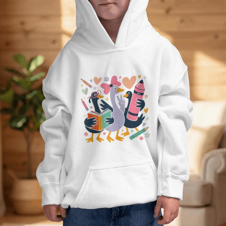 Kindergarten 1st Grade Goose Back To School Girls Graphic Kid Hoodie