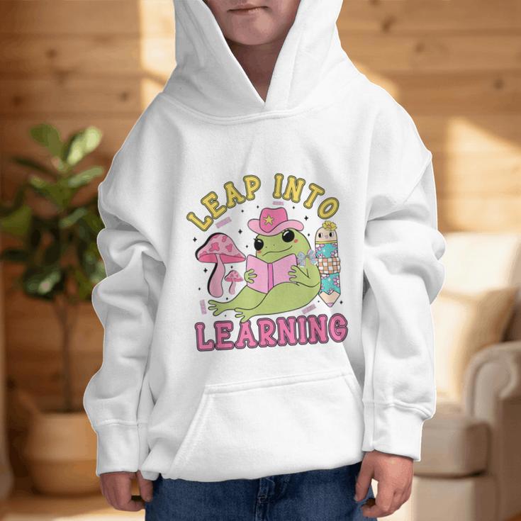 Leap Into Learning Cute Frog Kawaii Back To School Kids Graphic Kid Hoodie Leap Into Learning Cute Frog Kawaii Back To School Kids Graphic Kid Hoodie