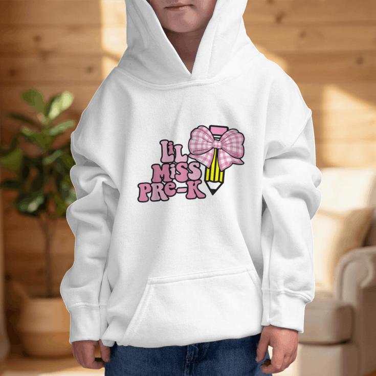 LiL Miss Pre-K Back To School Girls Coquette Bow First Day Graphic Kid Hoodie
