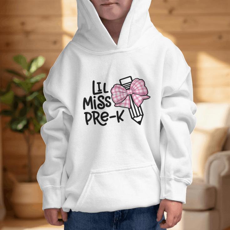 LiL Miss Pre-K Cute Back To School Pink Y2k Coquette Bow Graphic Kid Hoodie