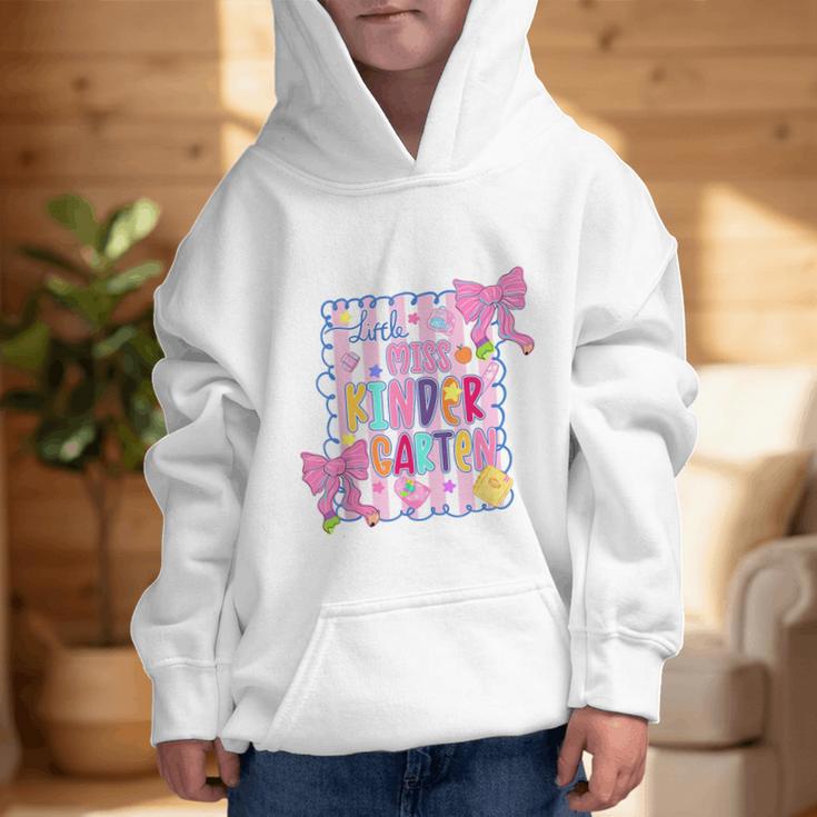 Little Miss Kindergarten Kids Girls Coquette Back To School Graphic Kid Hoodie Little Miss Kindergarten Kids Girls Coquette Back To School Graphic Kid Hoodie