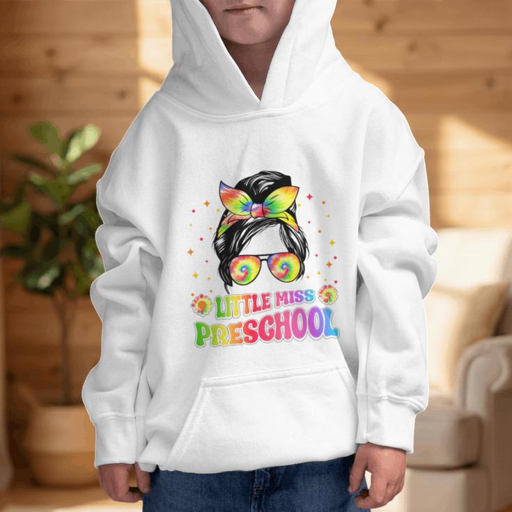 Little Miss Preschool Messy Bun Tie Dye Back To School Girls Graphic Kid Hoodie Little Miss Preschool Messy Bun Tie Dye Back To School Girls Graphic Kid Hoodie