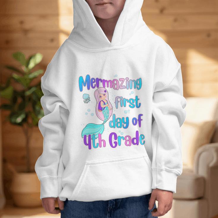 Mermazing First Day Of Fourth Grade Back To School Mermaid Premium Tri-Blend Graphic Kid Hoodie