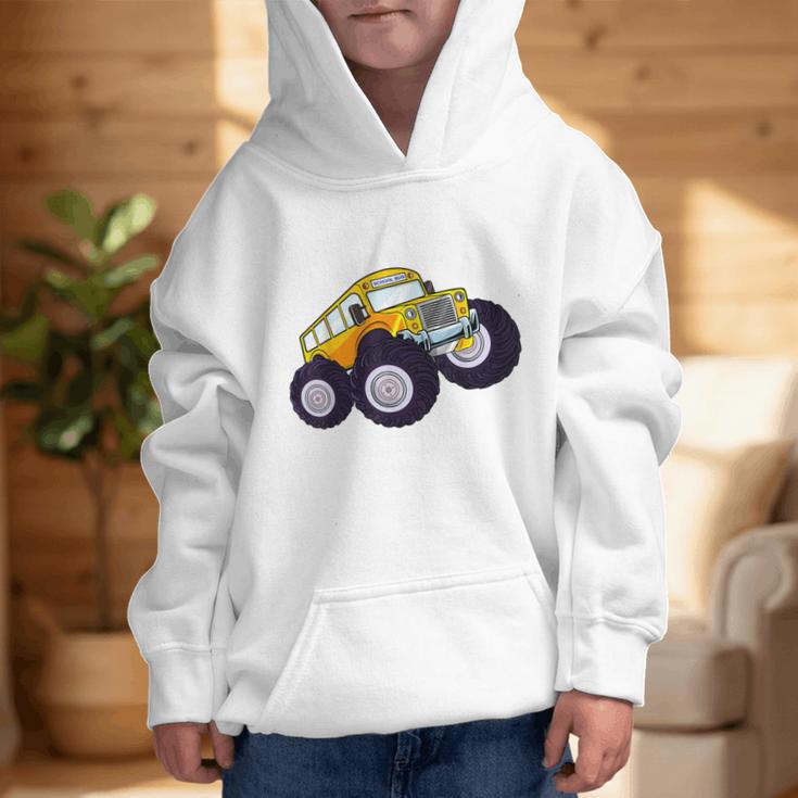 Monster Truck School Bus Yellow Back To School Kids Toddler Graphic Kid Hoodie Monster Truck School Bus Yellow Back To School Kids Toddler Graphic Kid Hoodie