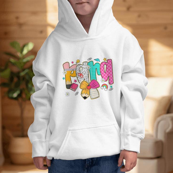 Para Paraprofessional Coquette First Day Back To School Graphic Kid Hoodie