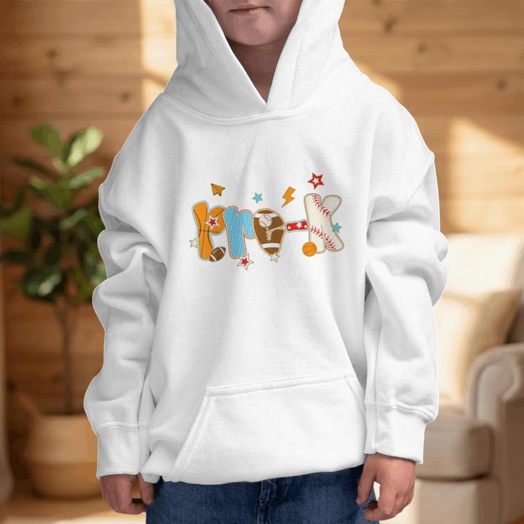 Pre K Preschool Football Basketball Baseball Back To School Graphic Kid Hoodie Pre K Preschool Football Basketball Baseball Back To School Graphic Kid Hoodie
