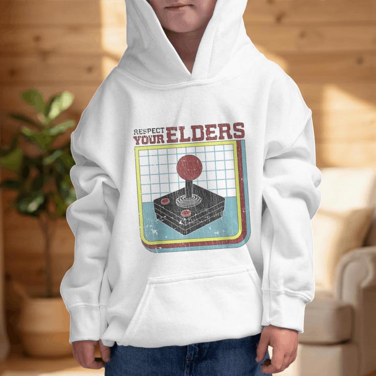 Respect Your Elders Retro Gamer Joystick Back To School Graphic Kid Hoodie Respect Your Elders Retro Gamer Joystick Back To School Graphic Kid Hoodie
