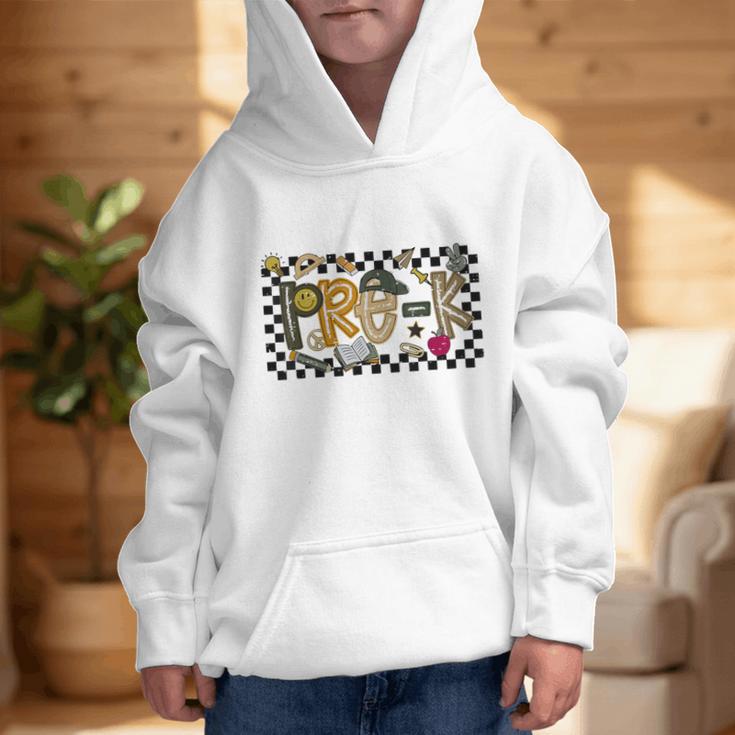 Retro Checkered Back To School Pre K Dude Cute Kid Preschool Graphic Kid Hoodie Retro Checkered Back To School Pre K Dude Cute Kid Preschool Graphic Kid Hoodie