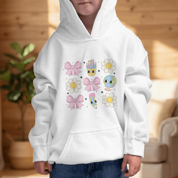 Retro Groovy Back To School Coquette First Day Of School Graphic Kid Hoodie