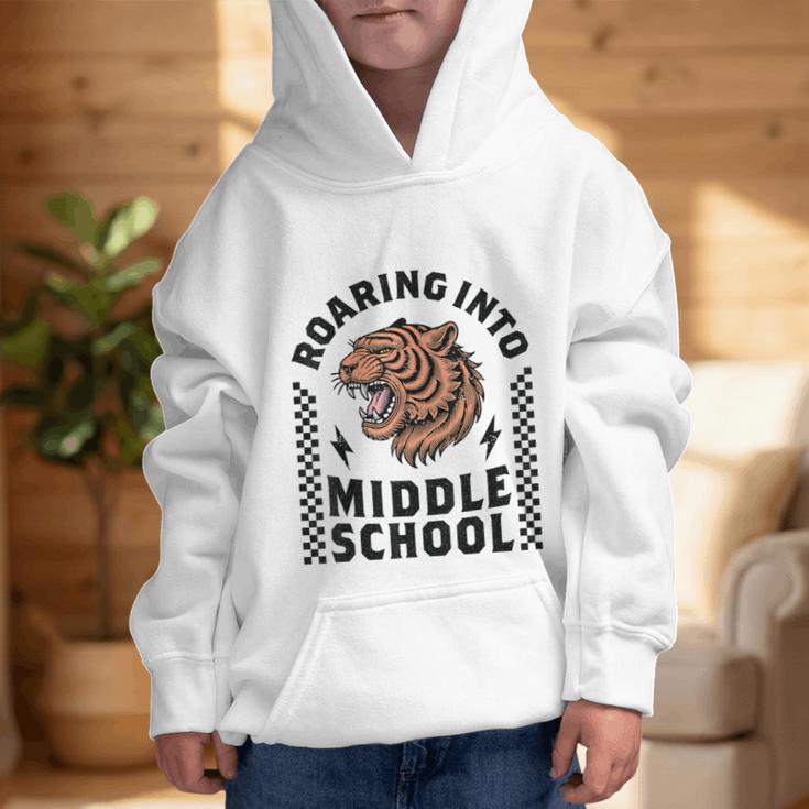 Roaring Into Middle School Tiger Back To School Boy Girl Kid Graphic Kid Hoodie Roaring Into Middle School Tiger Back To School Boy Girl Kid Graphic Kid Hoodie