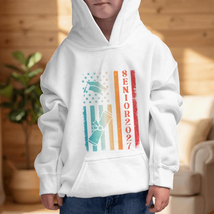 Senior 2027 Class Of 2027 Graduation USA Flag Back To School Performance Graphic Kid Hoodie Senior 2027 Class Of 2027 Graduation USA Flag Back To School Performance Graphic Kid Hoodie