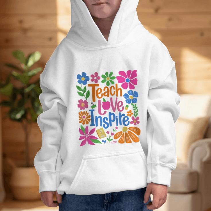 Teach Love Inspire Back To School Graphic Kid Hoodie Teach Love Inspire Back To School Graphic Kid Hoodie