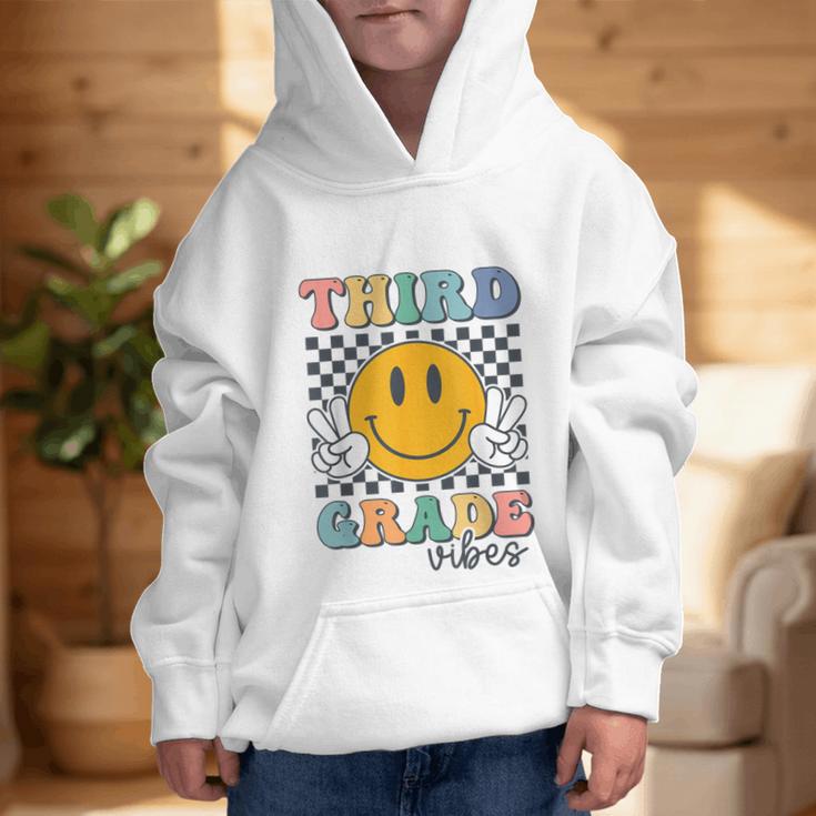Third Grade Vibes Retro Smile Back To School 3rd Grade Team Graphic Kid Hoodie Third Grade Vibes Retro Smile Back To School 3rd Grade Team Graphic Kid Hoodie