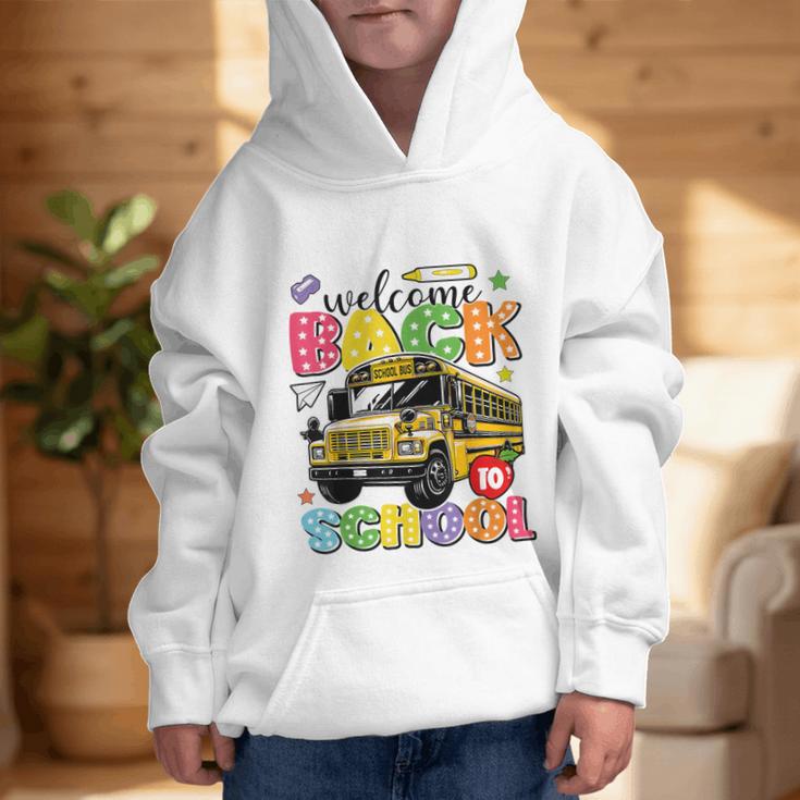 Welcome Back To School Bus Happy First Day Of School Student Graphic Kid Hoodie Welcome Back To School Bus Happy First Day Of School Student Graphic Kid Hoodie