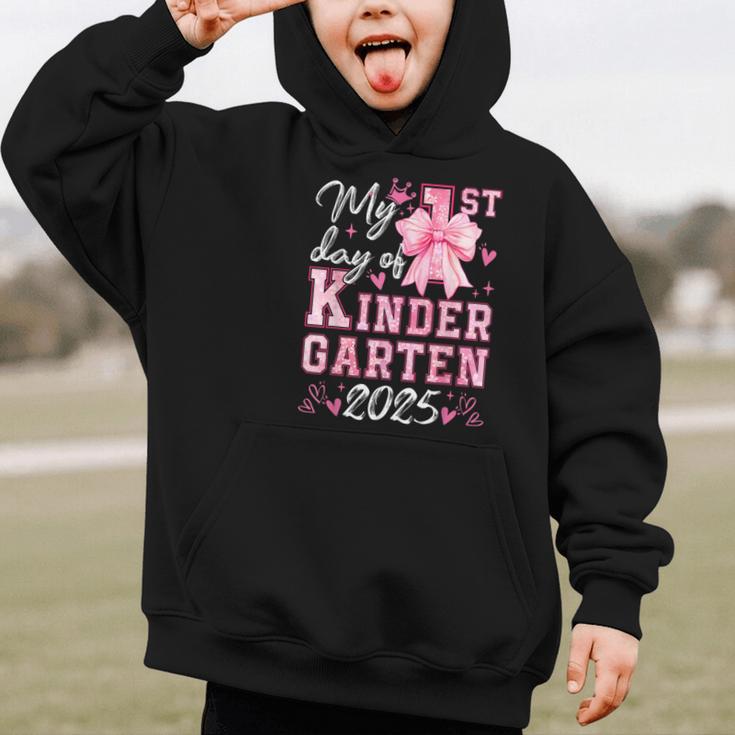 My 1st Day Of Kindergarten 2025 Back To School Girls Graphic Kid Hoodie My 1st Day Of Kindergarten 2025 Back To School Girls Graphic Kid Hoodie